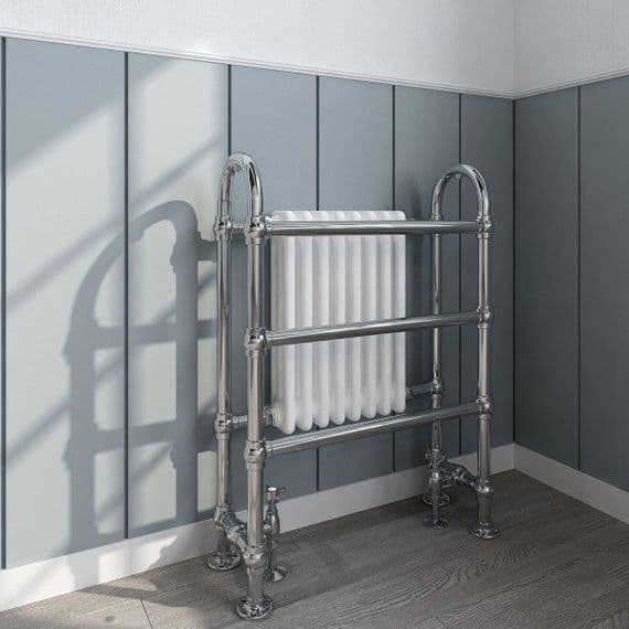 Traditional Victorian Heated Towel Rail with White Column Radiator