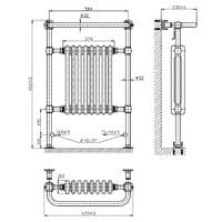 Victorian Anthracite Traditional Heated Towel Radiator 952mm x 659mm