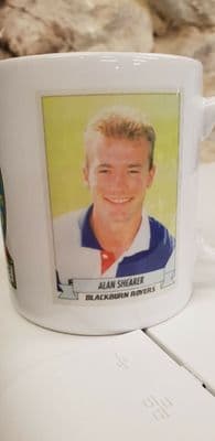 Alan Shearer Blackburn Rovers Sticker Cup Mug 1990s Panini Champions