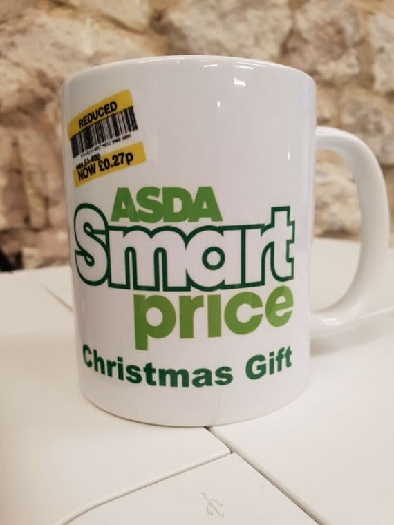 Asda Smart Price Christmas Present Cup Mug funny daft gift no frills 80s 90s 00s