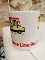 Bee Line Buzz Company Bus Cup Mug 1980s bus timetable design