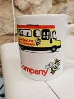 Bee Line Buzz Company Bus Cup Mug 1980s bus timetable design