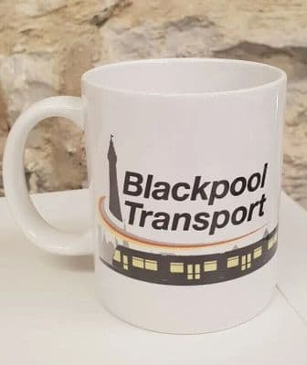 Blackpool Transport Cup Mug with Tower, bus and tram graphic Lancashire buses