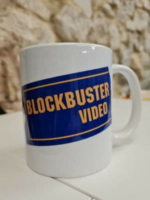 Blockbuster Video mug cup retro vintage nostalgia 1990s logo retail
