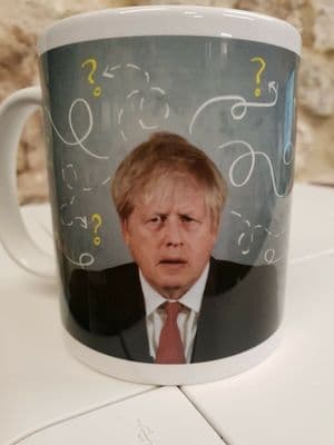 Boris Johnson confused Prime Minister Cup Mug Bojo inadequate fool expression