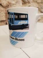 Brighton Buses Bustler Bus Cup Mug logo 1980s timetable design