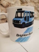 Brighton Buses Bustler Bus Cup Mug logo 1980s timetable design