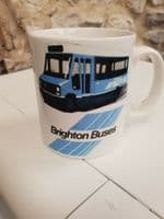 Brighton Buses Bustler Bus Cup Mug logo 1980s timetable design