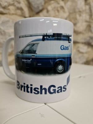 British Gas Austin Maestro van mug / cup retro vintage nostalgia 1980s logo