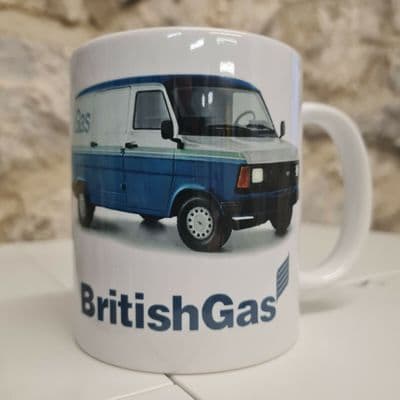British Gas Ford Transit van mug cup retro vintage nostalgia 1980s logo