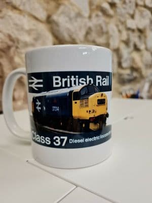 British Rail Class 37 engine Locomotive railway Cup Mug trains BR livery 1970s