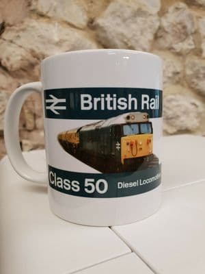 British Rail Class 50 engine Locomotive railway Cup Mug trains BR livery 1970s