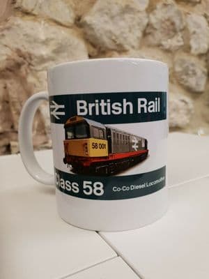 British Rail Class 58 engine Locomotive railway Cup Mug trains BR livery 1980s