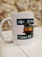 British Rail Class 58 engine Locomotive railway Cup Mug trains BR livery 1980s