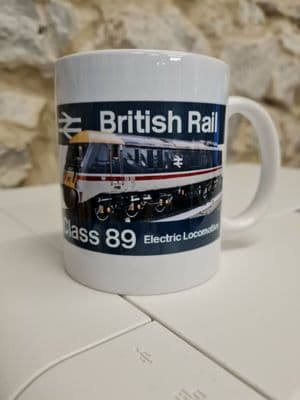 British Rail Class 89 Badger Loco Cup Mug BR 1980s 89001 GNER