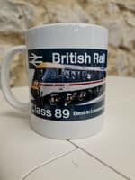 British Rail Class 89 Badger Loco Cup Mug BR 1980s 89001 GNER