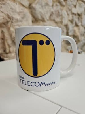 British Telecom mug cup retro vintage nostalgia 1980s logo BT