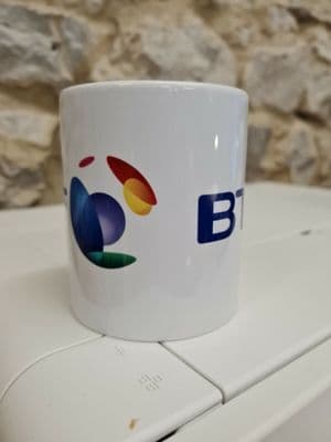 British Telecom mug cup retro vintage nostalgia 2000s logo BT