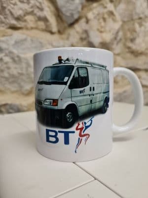 British Telecom transit van mug cup retro vintage nostalgia 1990s logo BT phone