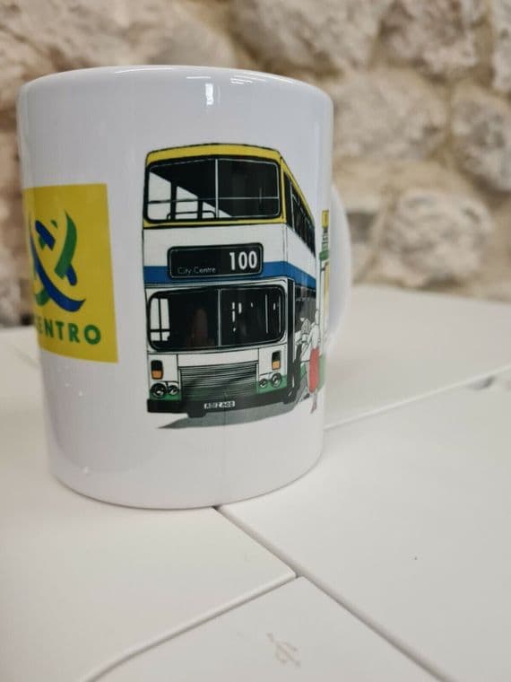 Centro Bus Cup Mug Central Midlands Birmingham timetable graphic