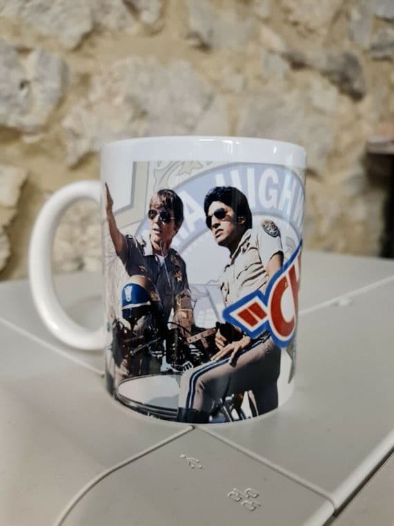 Chips TV series Cup Mug California Highway Patrol 1970s 80s Poncherello