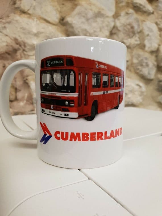 Cumberland Bus Cup Mug 1980s logo Leyland National NBC driver buses