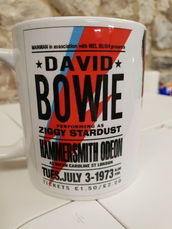 David Bowie Ziggy Stardust Hammersmith Odeon gig 1973 Cup Mug London