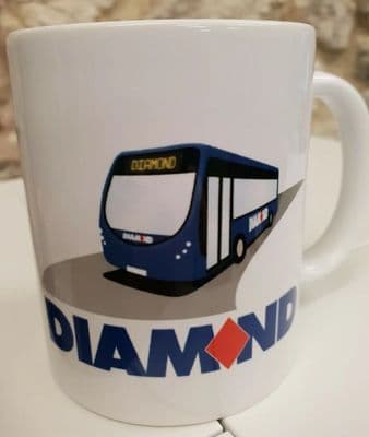 Diamond Bus Cup Mug Minibus Optare Graphic leaflet timetable buses