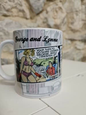 George and Lynne mug cup retro The Sun Newspaper cartoon strip Lynn boobs