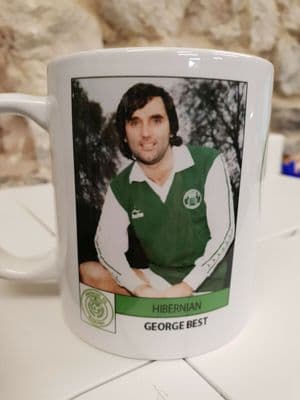 George Best Hibs Hibernian FC Sticker Cup Mug 1970s Easter Road Georgie Best
