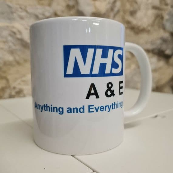 Health Service A and E Cup Mug Anything and Everything fun Ambulance Nurse Doc