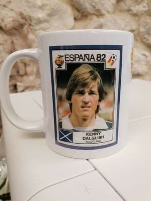 Kenny Dalglish 1982 Scotland World Cup Sticker Cup Mug 1980s Liverpool FC King