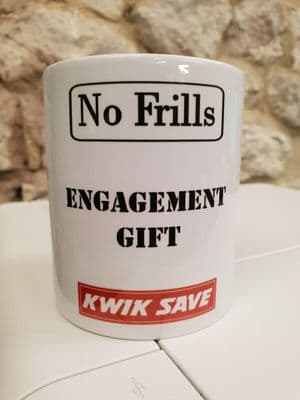 Kwik Save No Frills Engagement Gift Cup Mug funny daft Tesco Value 80s 90s