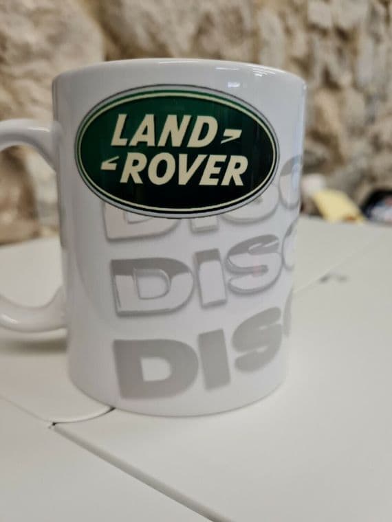 Land Rover Discovery logo mug cup retro vintage nostalgia disco truck