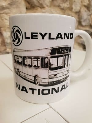 Leyland National bus Cup Mug featuring the iconic British single-decker