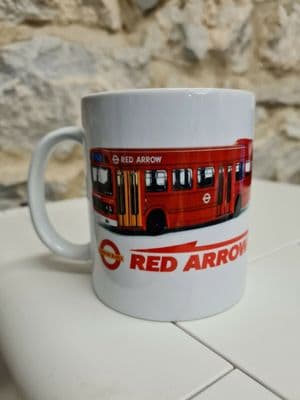 London Buses Red Arrow Bus Cup Mug 1980s Leyland National Graphic