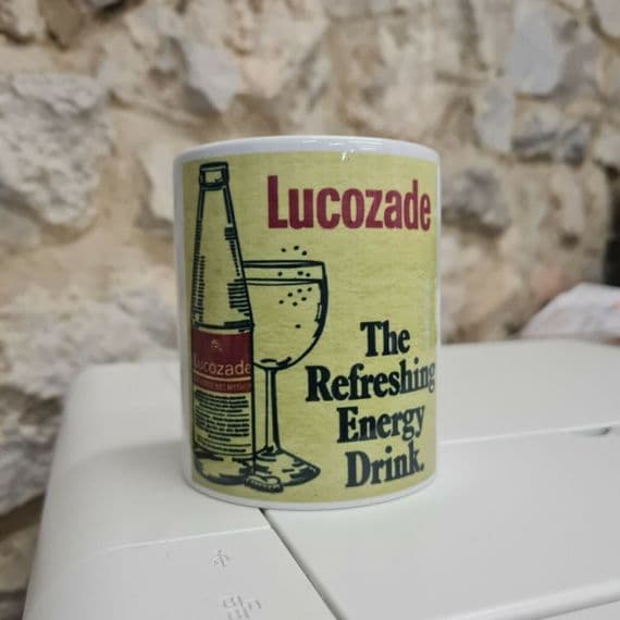Lucozade Soft Drinks retro pop Mug Cup 1970s 70s nostalgic Quatro
