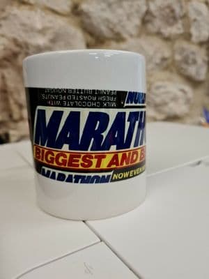 Marathon bar mug cup 80s 70s wrapper retro vintage Snickers brexit chocolate