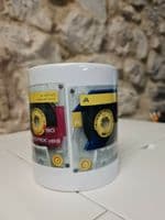 Memorex Blank Music Cassette Tape Mug Cup 1980s label can be personalised mix