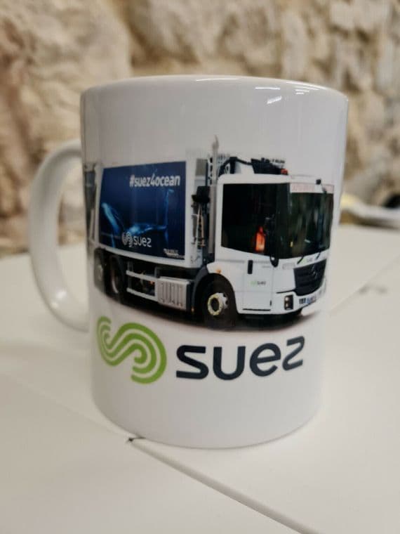 Mercedes Suez Refuse Truck Bin Lorry Cup Mug