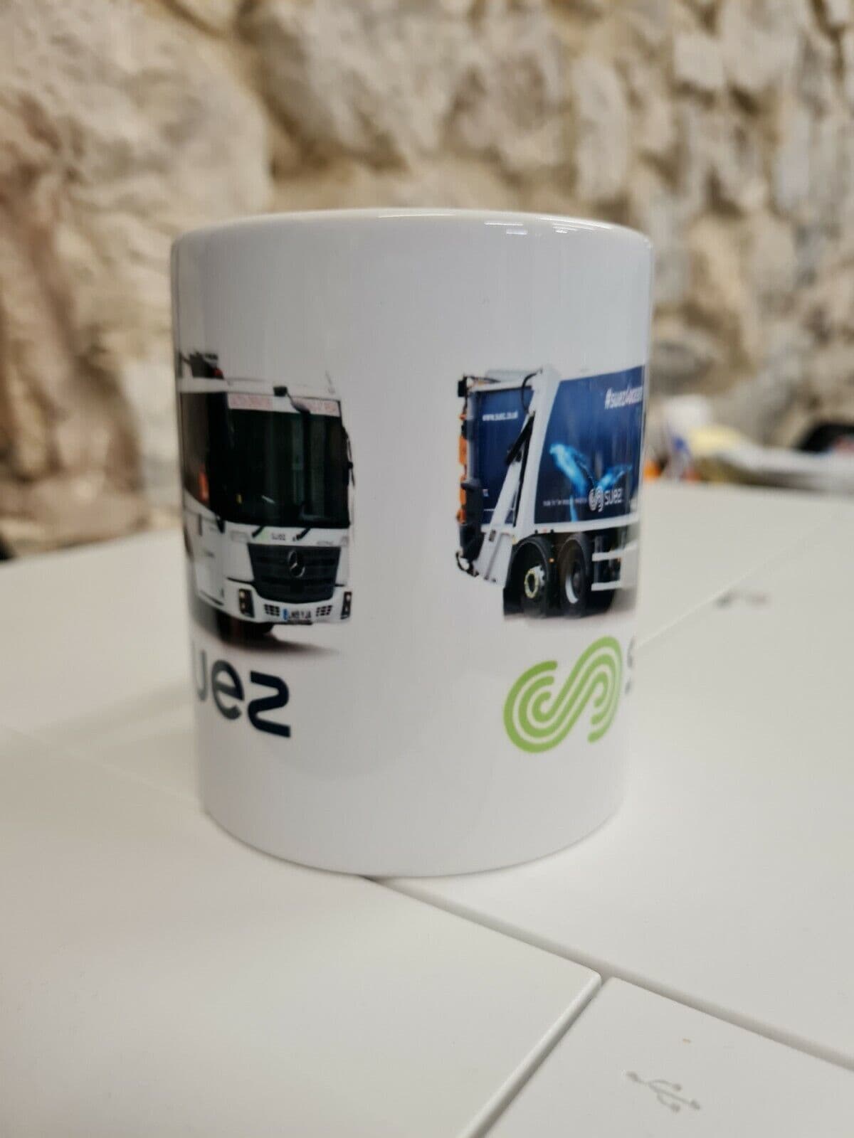 Mercedes Suez Refuse Truck Bin Lorry Cup Mug