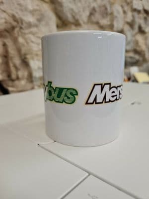 Merseybus Merseyside Transport Bus Cup Mug 1980s logo green purple logos