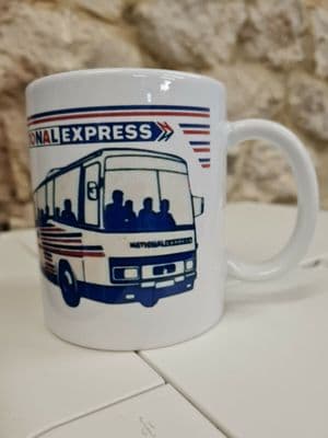 National Express Coach Cup Mug 1984 bus transport leaflet graphic coaches