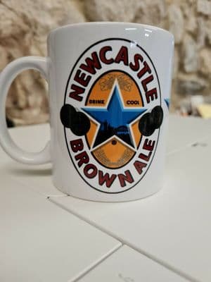 Newcastle Brown Ale Bitter mug cup retro vintage design Newcy Broon NUFC