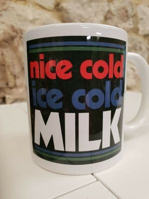 Nice Cold Ice Cold Milk Mug Cup 1970 80s retro nostalgic gift Marketing Board