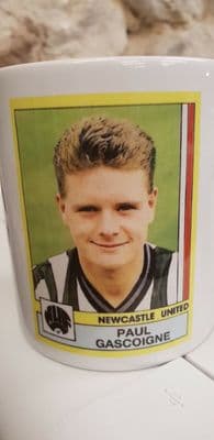 Paul Gascoigne Gazza Sticker Cup Mug 1980s Panini stickerbook football Toon