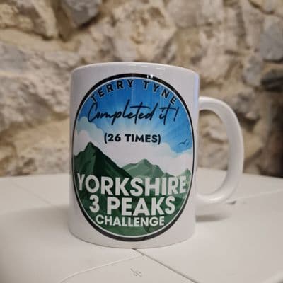 Personalised Yorkshire Three 3 Peaks Challenge mug cup Completed it Perfect gift