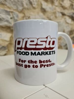 Presto supermarket mug cup retro vintage nostalgia 1970s 80s logo