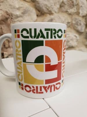 Quatro Pop Mug Cup funny 1980s nostalgic gift Quattro juice Lilt Coca Cola