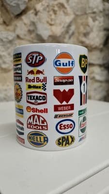 Rally Car Sponsor stickers Cup Mug Mechanic driver enthusias present unofficial